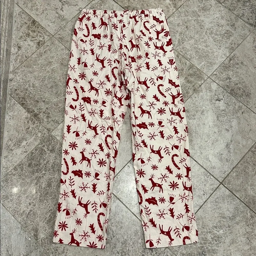 Hanna Andersson Christmas Nordic Flannel PJ Pajama Pants Red Cream XS